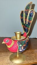 Vintage Wolin Fabric Peacock Candle Holder picture