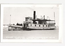 RPPC Steamer Golden-Rod Landing Passengers on Ice Belfast Maine March 8 1907 picture