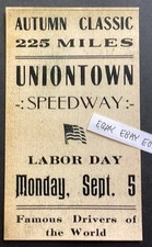 1921 UNIONTOWN PA BOARD TRACK SPEEDWAY LABOR DAY AUTO RACE AD FAYETTE COUNTY NEW picture