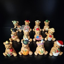 Homco Bears Holiday Seasonal Calendar Set 12 Months Teddy Bear Vtg #1413 Ceramic picture