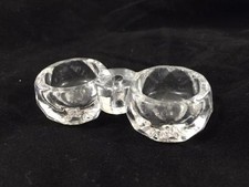 Antique Glass Twin Double Open Salt Honeycomb European Crystal Vtg 3