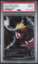 2011 NARUTO CCG REBIRTH TINS #PR077 NARUTO UZUMAKI PSA 8 picture