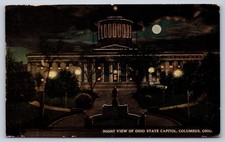 1923 Ohio State Capitol Columbus OH Night View Postcard W.S. Harriman Linen picture