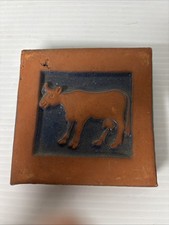 Mercer Tile Works Moravian 4” Cow Tile Pottery 1988 Doylestown Pa Handmade picture