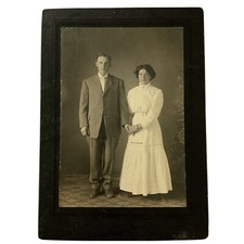 Antique Cabinet Card Photograph Edwardian Beautiful Young Couple Cumberland picture