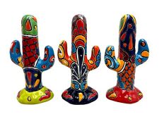 Talavera Cactus (3) Sculpture Folk Art Mexican Pottery Home Decor Multicolor 10