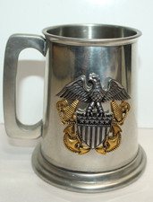Vintage Eales Of Sheffield 1779 England Pewter Tankard w/ Navy Insignia picture
