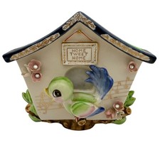 Vtg Lefton Home Tweet Home Birdhouse Wall Pocket Figural Planter Hand Painted picture
