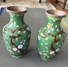 Pair of Vintage Chinese Cloisonné Vases picture