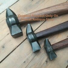 Set of 3 Black Iron Hammer Blacksmith Wooden Handle picture