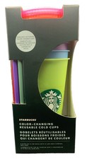 New NOS Starbucks 2022 Sunlight Activated 24 Oz Color Changing Cups Lot of 5 picture