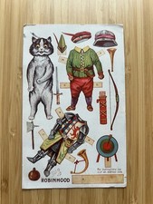 Antique Louis Wain Cat Postcard Robin Hood Tuck Oilette Dressing Dolls Uncut picture