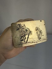Vintage Ampersand Brass Cowboy Horse Western Belt Buckle picture