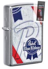 Zippo 49545 Pabst Blue Ribbon Street Chrome Lighter + FLINT PACK picture