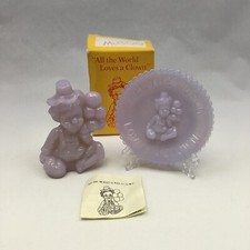 Mosser Glass PeeWee McGoo Clown And Plate Lavender W/Box picture