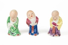 Set Of 3 Vintage Hand-Painted Porcelain Chinese Sage Figurines Immortals picture