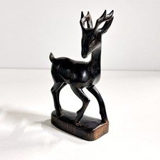 Vintage Signed Njana Tilem Gallery Mas Bali Wood Carving Deer Statue 15cm MCM picture