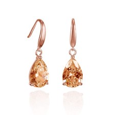 Namana Rose Gold Drop Earrings Champagne Pink Pear-Shaped Dangle Light Pink picture