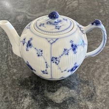 Antique Bing & Grøndahl Porcelain Teapot w/ Lid. Blue traditional design. picture