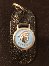 Leather Car Key Chain Vintage Torpedo Key Ring Fob Mercury Lt Blue New Old Stock picture