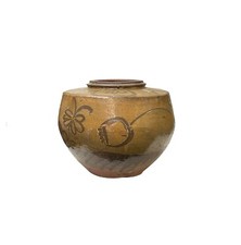 Vintage Earthy Beige Brown Village Rural Pottery Ceramic Pot Vase JK227 picture