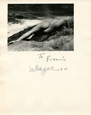 WEEGEE - NUDE ON THE BEACH. VINTAGE PHOTOGRAPH INSCRIBED BY WEEGEE CIRCA 1953 picture