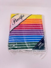 Vintage Rainbow Pacific Canadian Sunset Fitted Sheet NOS New picture