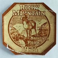 Vintage Unused 1934 Rocky Mountain National Park Sticker  picture