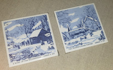 2 VINTAGE CURRIER & IVES TILES FARMERS HOME IN WINTER & HOME IN THE WILDERNESS picture