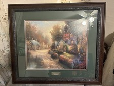 Thomas Kinkade Cobblestone Lane I Home Interiors Library Edition Framed 30”x26” picture