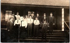 Vintage RPPC Group Men Portrait Lodge Club Real Photo Postcard CREASED/BENT picture