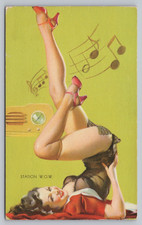 Mutoscope Card Station WOW Beautiful Girl Risque Lingerie Radio Tunes Posing A6 picture