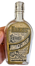 Antique Harris Extract Jamaica Ginger Bottle Labeled Binghamton New York NY 2 oz picture