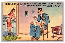 Military Humor Navy Man tying knots Diapering Baby Navy cancel picture