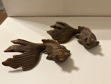 Vintag Japanese hand-carved wood goldfish sculptures picture