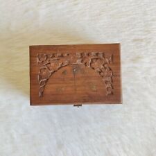 Vintage Brass Latch Hook Handle Wooden Box Cloth Textured Decorative W512 picture