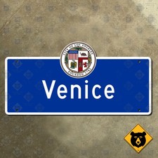 Venice Los Angeles California boundary road street sign welcome limit 16x8 picture