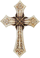 Eagrafts Rustic Decorative Layered Wood like Resin Wall Cross (White) picture