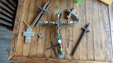 8 Handmade crosses, very unusual, Metal, Wood, Beads & Barbed Wire picture