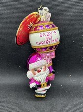 Christopher Radko FIRST TIME RATTLE PRETTY PINK Christmas Ornament NEW With Tags picture