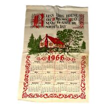 Vintage 1966 Cloth Wall Hanging Calendar Bless this House Oh Lord We Pray picture