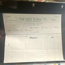 1914 The Eddy Floral Co. Reno, Nevada Floral Receipt/Invoice July 1914 picture