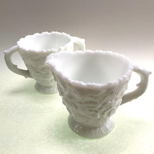 Westmoreland Bramble Milk Glass Sugar & Creamer Set Vintage picture