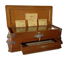 HUGE ANTIQUE SWISS  MUSIC BOX WITH 3 INTERCHANGEABLE CYLINDERS BY MERMOD FRERES picture
