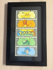 Pokemon (Pikachu, Charmander, Bulbasaur, Squirtle) Hand-Painted on Dollar Bill picture