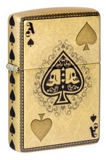 Zippo Ace of Skulls Design Tumbled Brass 540 Fusion Windproof Pocket Lighter,... picture