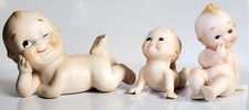 3 Vintage Lefton Bisque Posed Kewpie Baby Doll Figurines Frown Smile Wink picture
