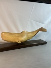 Vintage Sperm Whale Moby Dick Folk Art Mid Century Souvenir 10lb 3D Sculpture picture