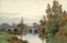 Oil painting Landscape An evening on the Venetian Lagoon with church canvas art picture