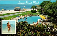 Lagoon Resort Motel Pool Gulf of Mexico Clearwater Beach Florida Postcard VTG picture